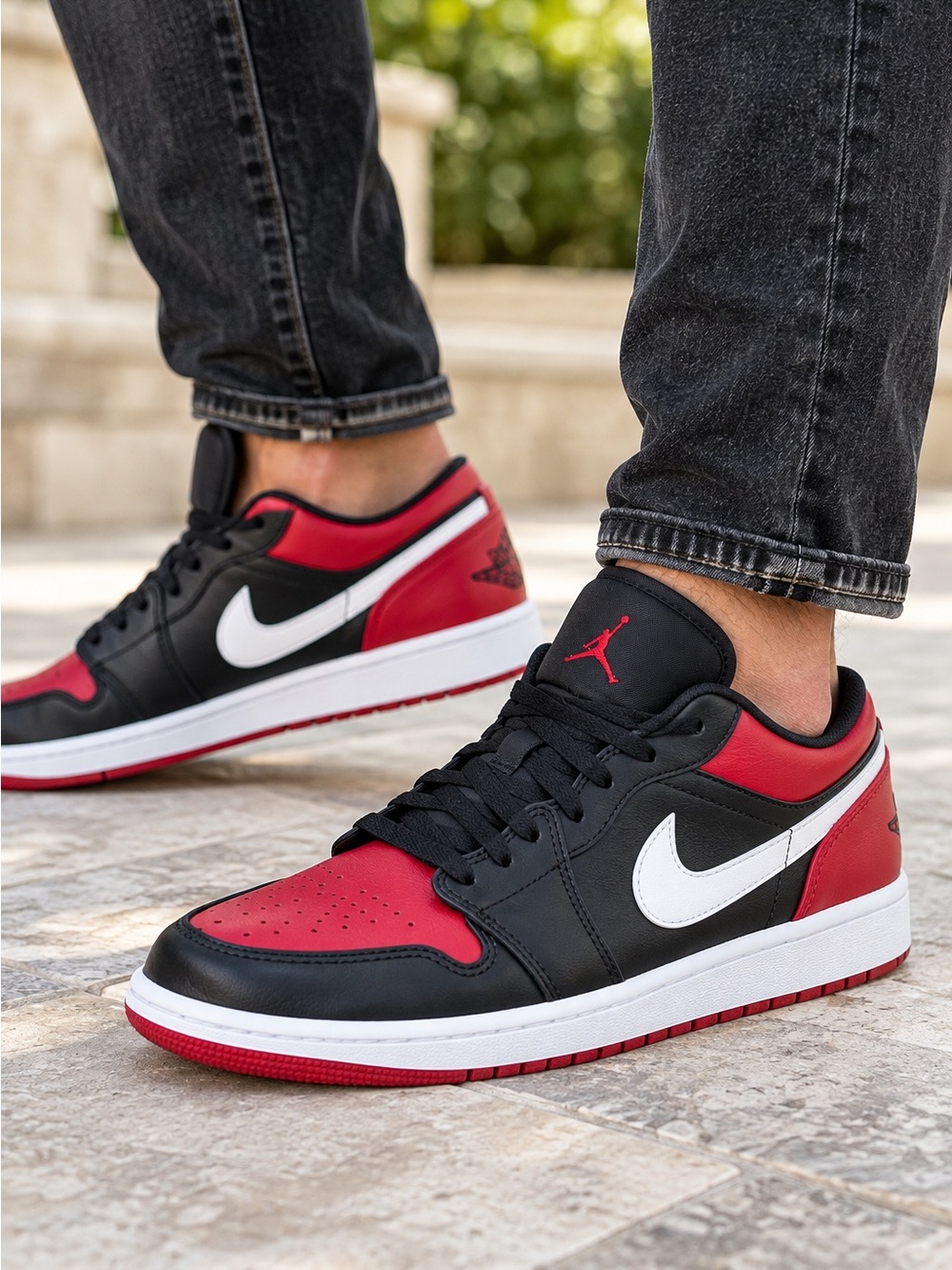 Nike Air Jordan 1 Low Black Gym Red White Men’s Size 12
